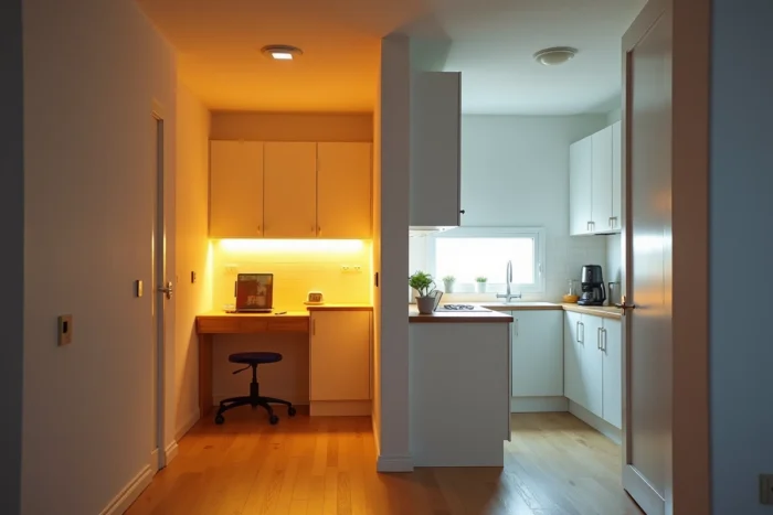 Comparaison de température de couleur entre un bureau et une cuisine pour adapter l'éclairage à l'usage de la pièce